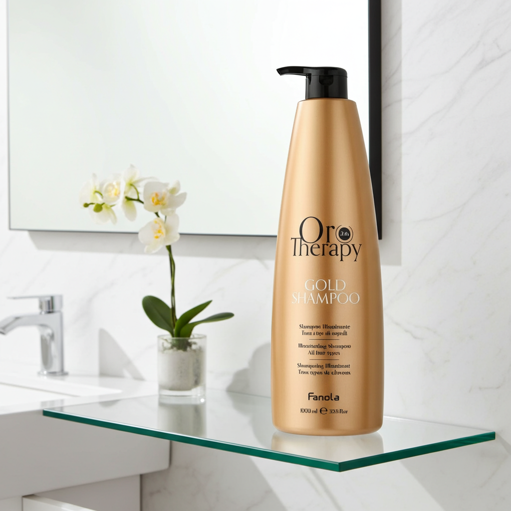 Shampoo Illuminante Oro Puro, 1000 ml Fenola con Cheratina, Olio di Argan e Filtro Solare