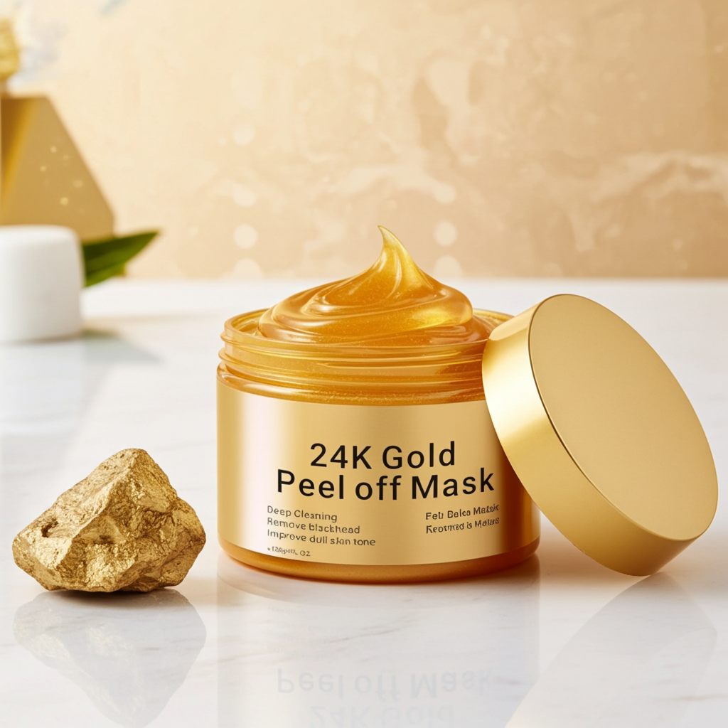 Maschera Viso Oro 24K Peel Off,Antirughe,Idratante Collagene e Acido Ialuronico